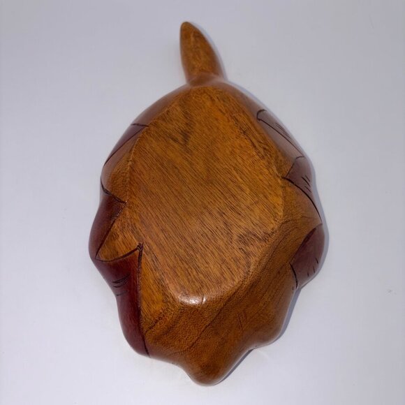Hand-Carved Wooden Hawaiian Leaf Bowl Divided Serving Dish - Monkey Pod - Picture 6 of 8